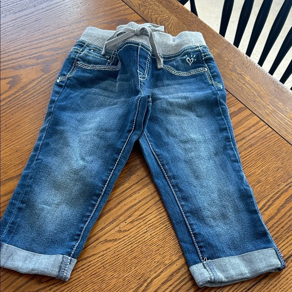 Justice Blue Kids Jeans with Gray Waistband